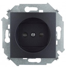 Simon 15 Графит Розетка б/з со шторками, 16А 250В, винт. зажим  1591444-038  Simon