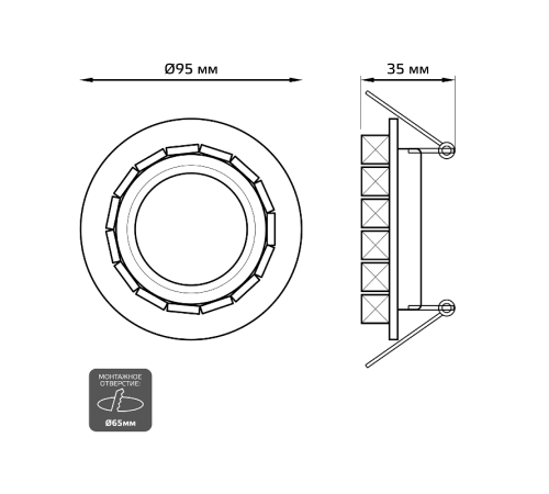 Светильник точечный встраиваемый Backlight BL042 Кругл. Черный/Кристалл/Хром, Gu5.3, LED 4100K  BL042  Gauss