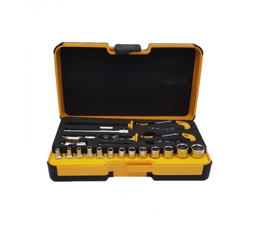 Набор метрических головок с трещоткой и отверткой 1/4" ERGONIC в кейсе, 19 шт  05781956  Felo