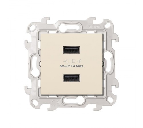 Simon 24 Сл. кость Зарядное устройство розетка 2хUSB  2411096-031  Simon