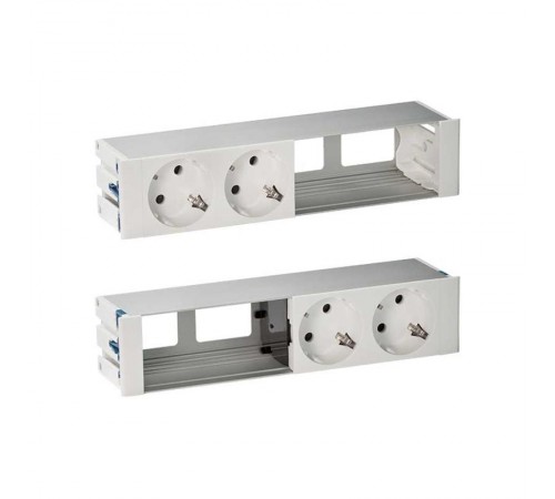 Simon S400 Двухсторонний Врезной розеточный блок с крышкой и мет. вводом, 4x2P+E, 4 пустых модуля, черный, S400  47402000-138  Simon