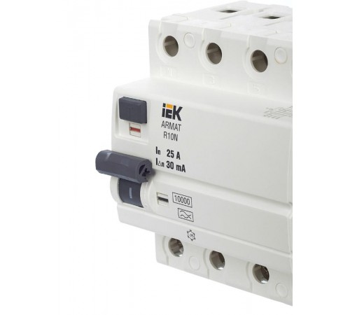 Выключатель дифференциальный (УЗО) R10N 4P 25А 30мА тип A ARMAT  AR-R10N-4-025A030  IEK