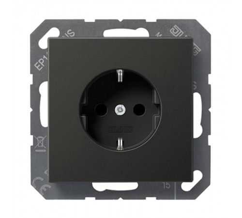 Розетка SCHUKO®; автоматический зажим; термопласт; черный матовый  EP1420SWM  Jung