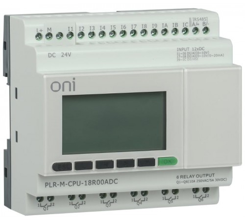 Микро ПЛК PLR-M. CPU DI12/DO06(R) 24В DC ONI  PLR-M-CPU-18R00ADC  ONI