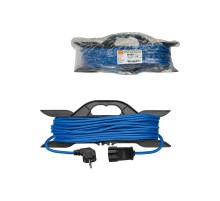 Удлинитель-шнур на рамке силовой У1-12033 ПВС синий 2200 Вт с/з, 20м, штепс. гнездо Народный  SQ1307-9011  TDM