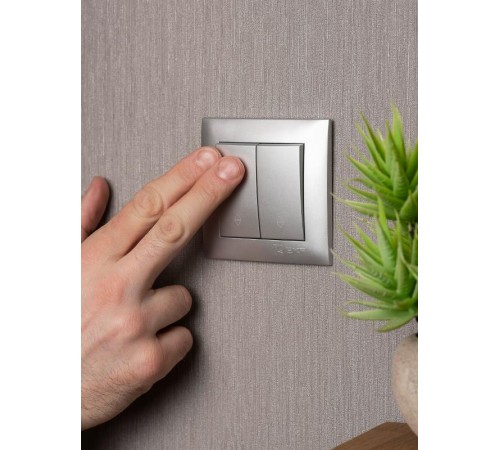 Валенсия лицевая панель выключателя 2-кл. проходного 10А сталь EKF PROxima   ESV10-L-027-30   EKF