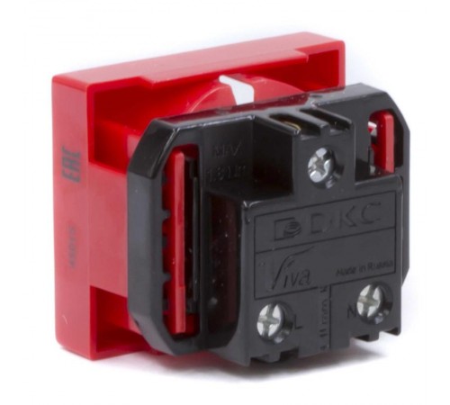 Розетка со шторками з/к 2мод.  16А IP20 красная Viva   45015  DKC