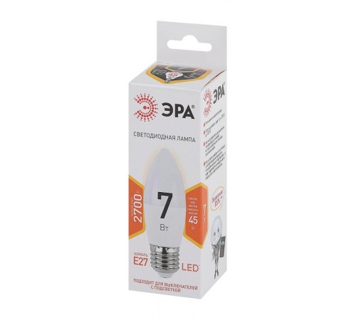 Лампа светодиодная LED B35-7W-827-E27  Б0028479  ЭРА