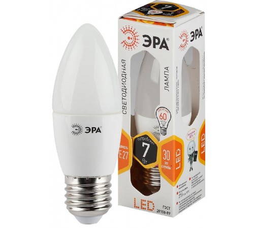 Лампа светодиодная LED B35-7W-827-E27  Б0028479  ЭРА