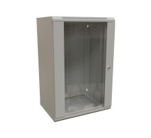 WR-TW-1866-GP-RAL7035 Шкаф настенный 19-дюймовый (19"), 18U, 908x600х600мм, стекл. дв.,, цвет серый (RAL 7035) (разобранный)  521010  WRLine