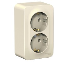 Blanca Молочный О/У с изолирующей пластиной Розетка 2-ая с заземлением без шторок 16А, 250В  BLNRA010212  SE