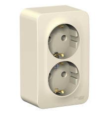 Blanca Молочный О/У с изолирующей пластиной Розетка 2-ая с заземлением без шторок 16А, 250В  BLNRA010212  SE