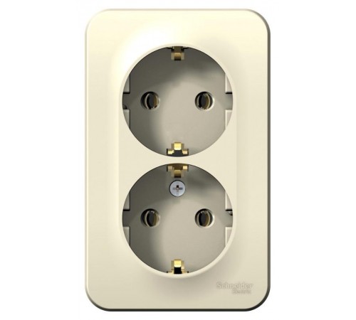 Blanca Молочный О/У с изолирующей пластиной Розетка 2-ая с заземлением без шторок 16А, 250В  BLNRA010212  SE