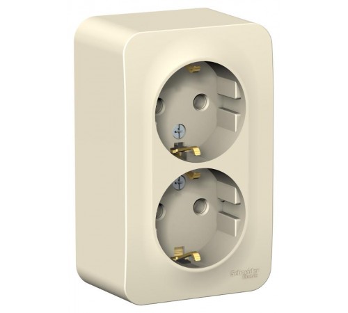 Blanca Молочный О/У с изолирующей пластиной Розетка 2-ая с заземлением без шторок 16А, 250В  BLNRA010212  SE