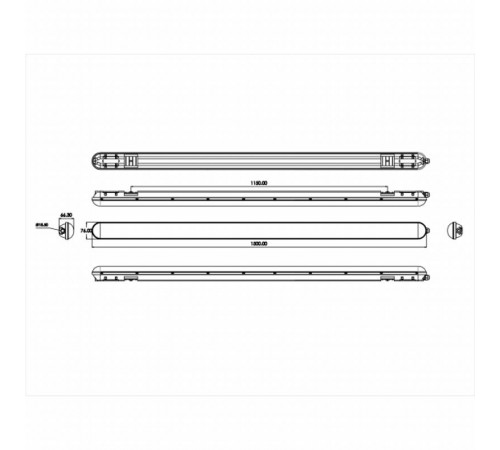 Светильник светодиодный линейный SPP-201-0-65K-066 66Вт 6500K 8050Лм IP65 1500мм матовый  Б0057717  ЭРА