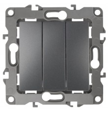 Выключатель тройной 12-1107-12 10АХ-250В,  графит  Б0019299  ЭРА