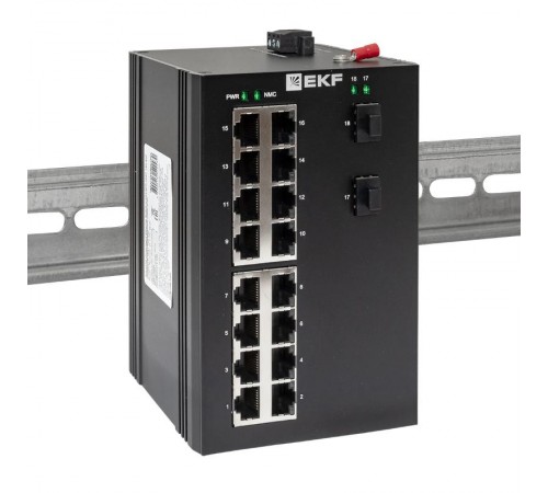 Промышленный неуправляемый коммутатор U-2GX/SFP-16GT, 2 порта 1000Base-X SFP, 16 портов 10/100/1000Base-T(X) RJ45, монтаж на динрейку TSX TSX-U-2GX/S