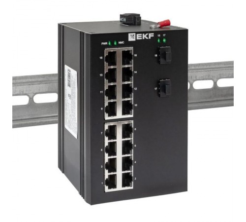 Промышленный неуправляемый коммутатор U-2GX/SFP-16GT, 2 порта 1000Base-X SFP, 16 портов 10/100/1000Base-T(X) RJ45, монтаж на динрейку TSX TSX-U-2GX/S