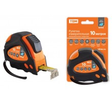 Рулетка 10 м х 25 мм, тройная фиксация, автостоп, обрезиненный корпус, магнит, "Алмаз"  SQ1018-0112  TDM