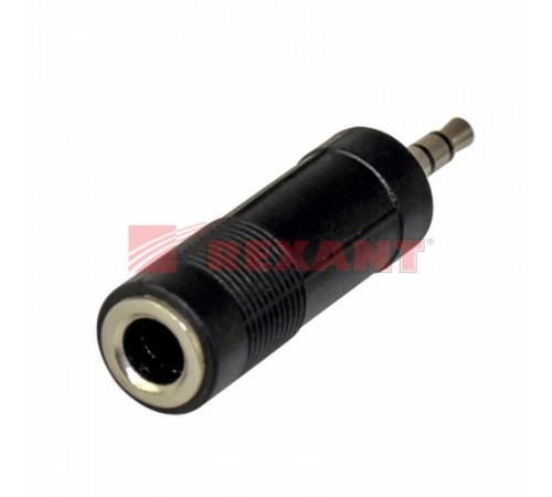 Переходник штекер стерео 3,5 мм - гнездо стерео 6,3 мм, пластик  14-0212  REXANT
