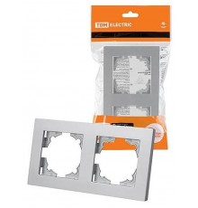 Рамка 2-х постовая серебр. металлик "Сенеж"   SQ1816-0255  TDM