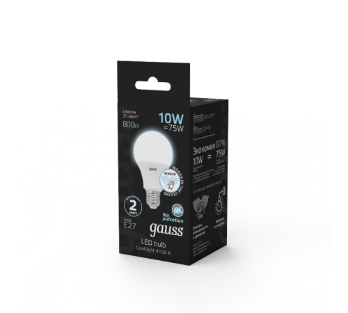 Лампа светодиодная A60 10W 800lm 4100К E27 Сенсор LED 1/10/100  102502210-M  Gauss