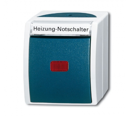 Перекл. 1-кл., контрольный, с красной линзой, IP44, для открытого монт., серия ocean, цвет серый/сине-зелёный  1085-0-1609   2CKA001085A1609  ABB