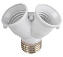 Патрон-разветвитель  цокольный Е27-2хЕ27 белый  Б0069587  ЭРА