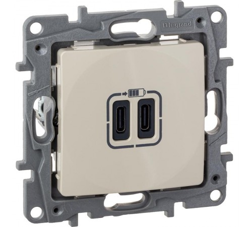 Зарядное устройство USB тип С / тип С - Legrand Etika - 3000мА 15Вт - слоновая кость  672335  Legrand