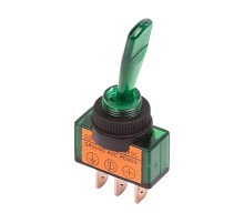Тумблер 12V 20А (3c) ON-OFF однополюсный с зеленой подсветкой  36-4373  REXANT