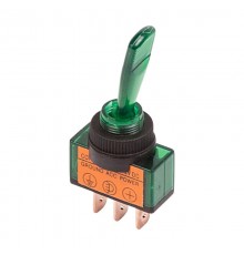 Тумблер 12V 20А (3c) ON-OFF однополюсный с зеленой подсветкой  36-4373  REXANT