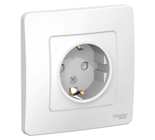 Blanca Белый С/У Розетка с заземлением со шторками, 16А, 250В  BLNRS001111  SE