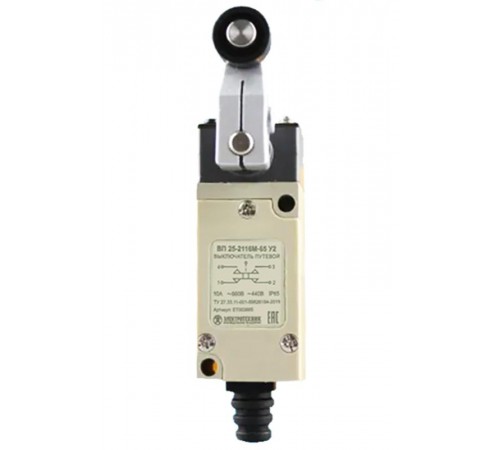 ВП 25-2118М-65 У2, рычаг с пластиковым роликом, 1з+1р, безинерционный, 21х56 мм, 3А, IP65, выключатель путевой (ЭТ)  ET003891  Электротехник