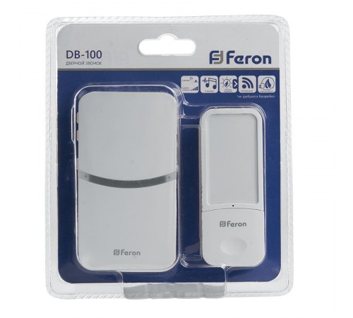 Звонок электрический дверной, 230V (18 мелодий) белый, DB-100  41437  FERON