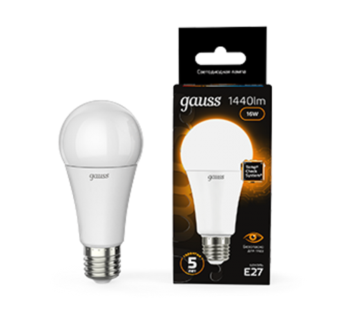 Лампа светодиодная Black LED A60 16W E27 1420m 3000K  102502116  Gauss