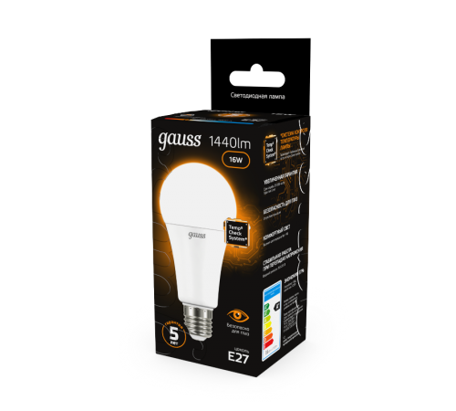 Лампа светодиодная Black LED A60 16W E27 1420m 3000K  102502116  Gauss