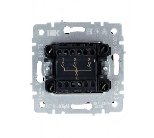 BRITE Выключатель 3-клавишный 10А ВС10-3-0-БрМ маренго  BR-V30-0-10-K35  IEK