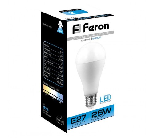 Лампа светодиодная LB-100 (25W) 230V E27 6400K A65  25792  FERON