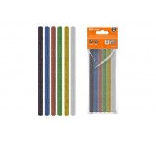 Клеевые стержни универсальные цветные с блестками, 11 мм x 100 мм, набор 6 шт, "Алмаз"   SQ1024-0519  TDM