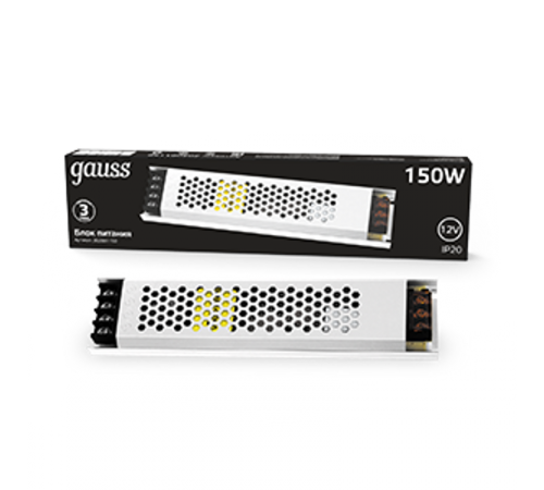Блок питания 150W 12V IP20 ультратонкий 1/36  202001150  Gauss
