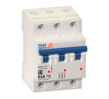 Выключатель автоматический трехполюсный OptiDin BM63-OT 16А D 6кА (BM63-OT-3D16-УХЛ3)  219962  КЭАЗ