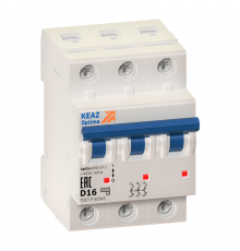 Выключатель автоматический трехполюсный OptiDin BM63-OT 10А D 6кА (BM63-OT-3D10-УХЛ3)  219960  КЭАЗ