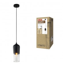 Светильник декор. подвесной, серия "Vintage" DLC-V402 E27 BLACK металл, стекло; цвет черный. d-120мм, h-1080мм.  UL-00000978  Fametto