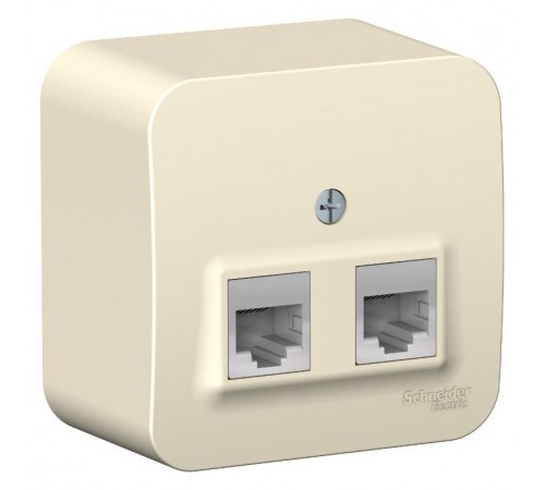 Blanca Молочный О/У с изолирующей пластиной Розетка 2-ая ТЛФ/КОМП, RJ45+RJ11, кат.5E  BLNIA045112  SE