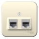 Blanca Молочный О/У с изолирующей пластиной Розетка 2-ая ТЛФ/КОМП, RJ45+RJ11, кат.5E  BLNIA045112  SE