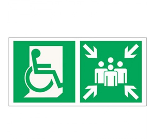 Знак безопасности BL-2915B.E74"Пункт (место) сбора для МГН (безоп. зона МГН)"  a18507  Белый свет