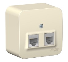 Blanca Молочный О/У с изолирующей пластиной Розетка 2-ая ТЛФ/КОМП, RJ45+RJ11, кат.5E  BLNIA045112  SE