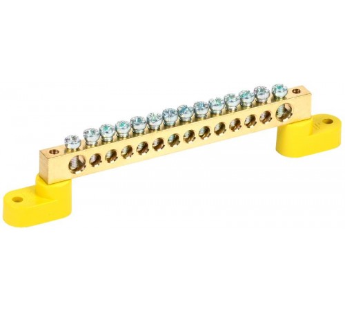 Шина PE "земля" на двух угловых изоляторах ШНИ-8х12-14-У2-Ж  YNN10-812-14C2-K05  IEK