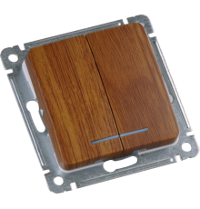 Выключатель скрытой установки, двухклавишный, с индикацией, механизм, цвет дуб  ВС10-452-05  HEGEL