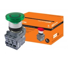 Кнопка грибовидная МРМ1-11G(LED) в сборе d40мм/24B 1з+1р зеленая  SQ0747-0032  TDM